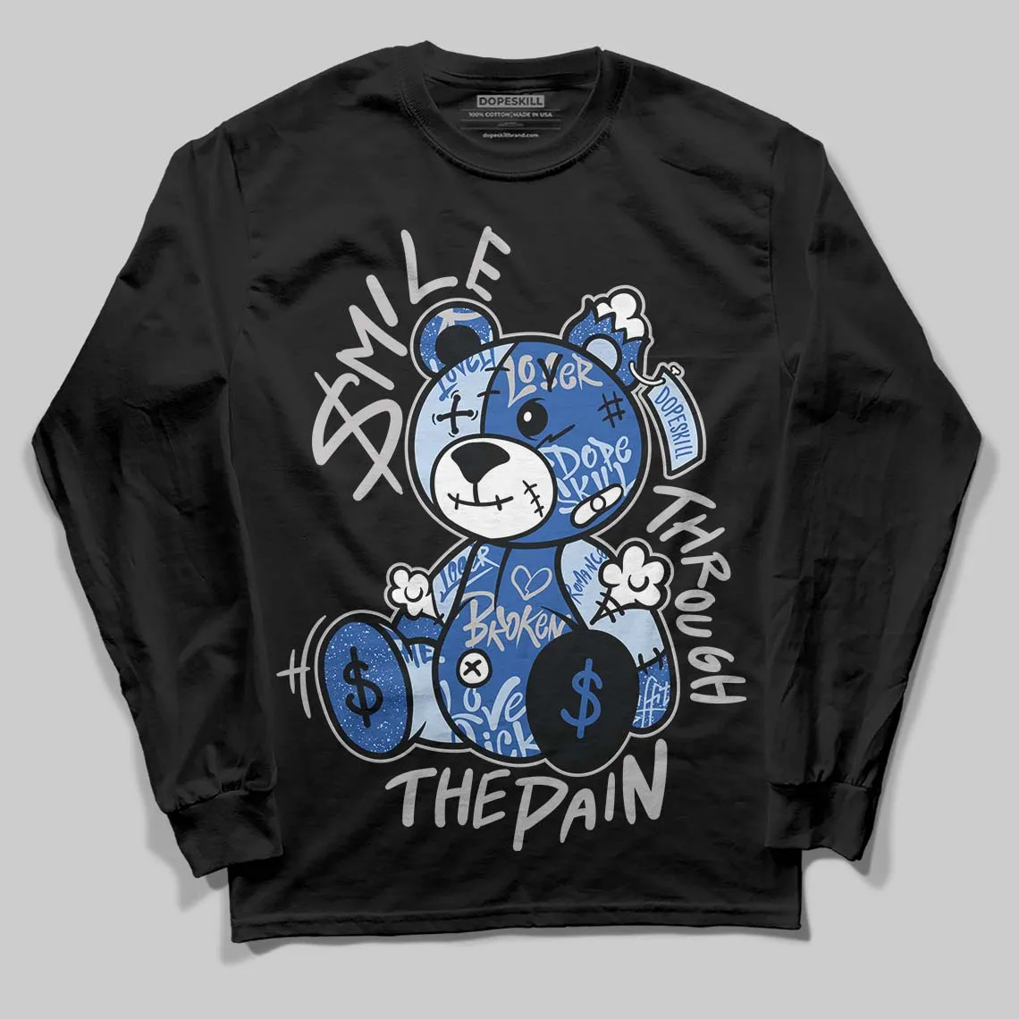 Awake NY x Racer Blue 5s DopeSkill Long Sleeve T-Shirt Smile Through The Pain Graphic sold by DopeSkill product image thumbnail 2