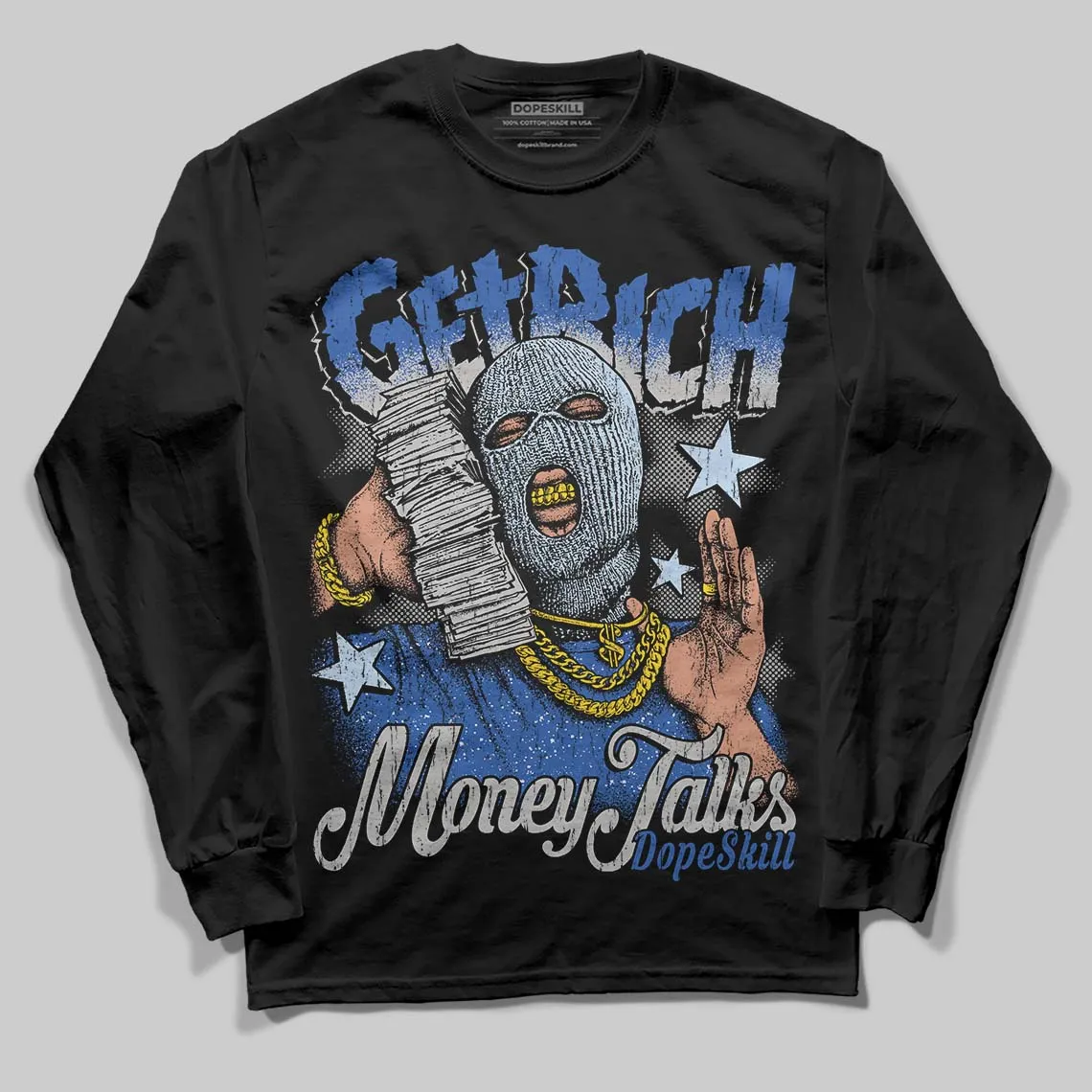Awake NY x Racer Blue 5s DopeSkill Long Sleeve T-Shirt Get Rich Graphic sold by DopeSkill product image thumbnail 2