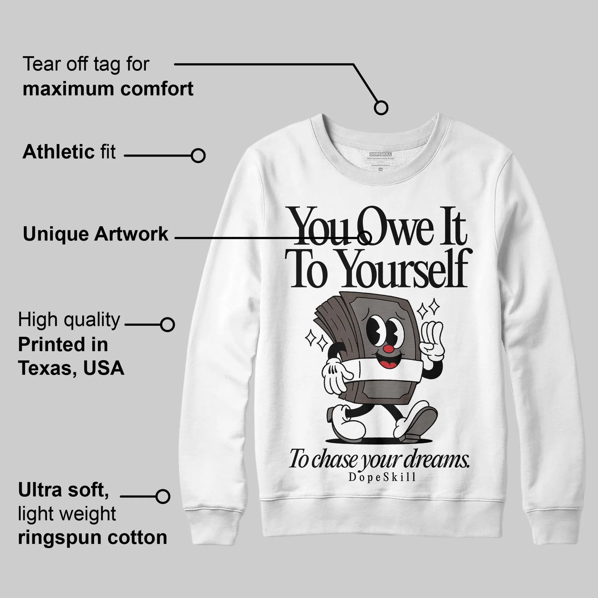 Cave Stone 4s DopeSkill Sweatshirt Owe It To Yourself Graphic sold by DopeSkill product image thumbnail 3