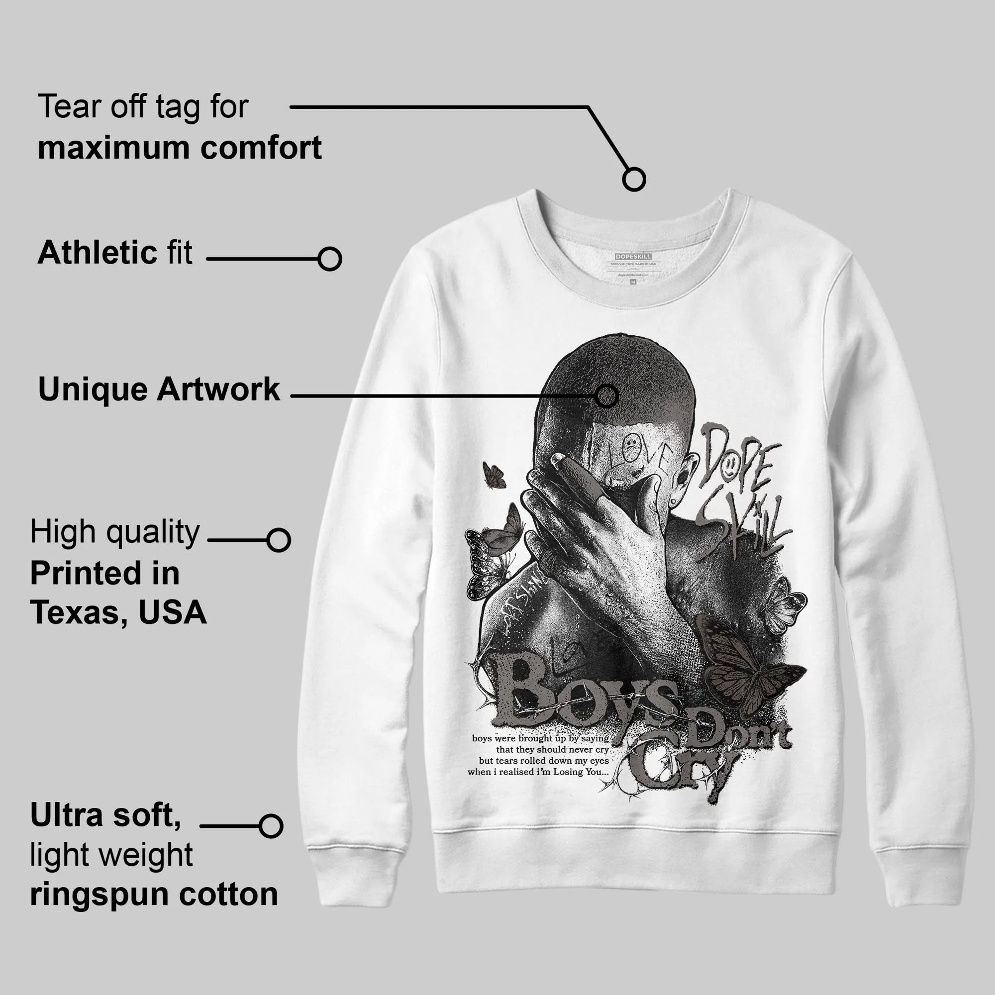 Cave Stone 4s DopeSkill Sweatshirt Boys Don't Cry Graphic sold by DopeSkill product image thumbnail 3