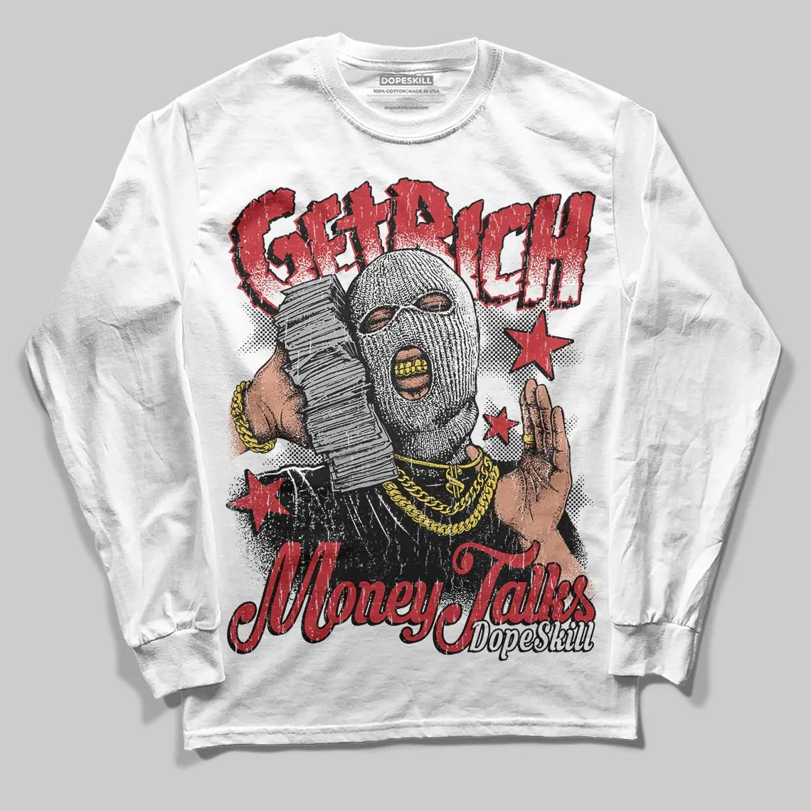 Fire Red “Black Tongue” 5s DopeSkill Long Sleeve T-Shirt Get Rich Graphic sold by DopeSkill