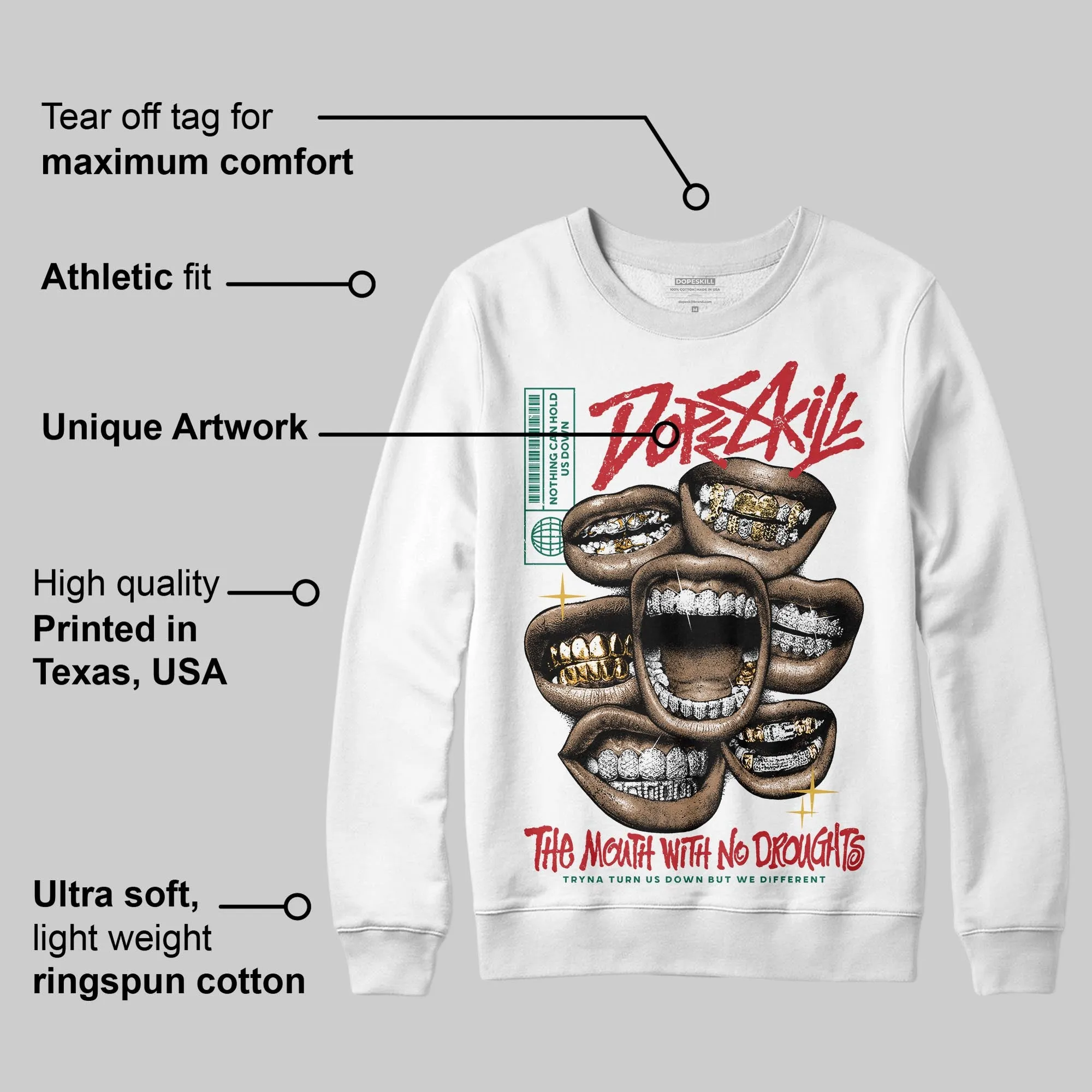 Mexico 'El Vuelo' 3s DopeSkill Sweatshirt The Mouth With No Droughts Graphic sold by DopeSkill product image thumbnail 3