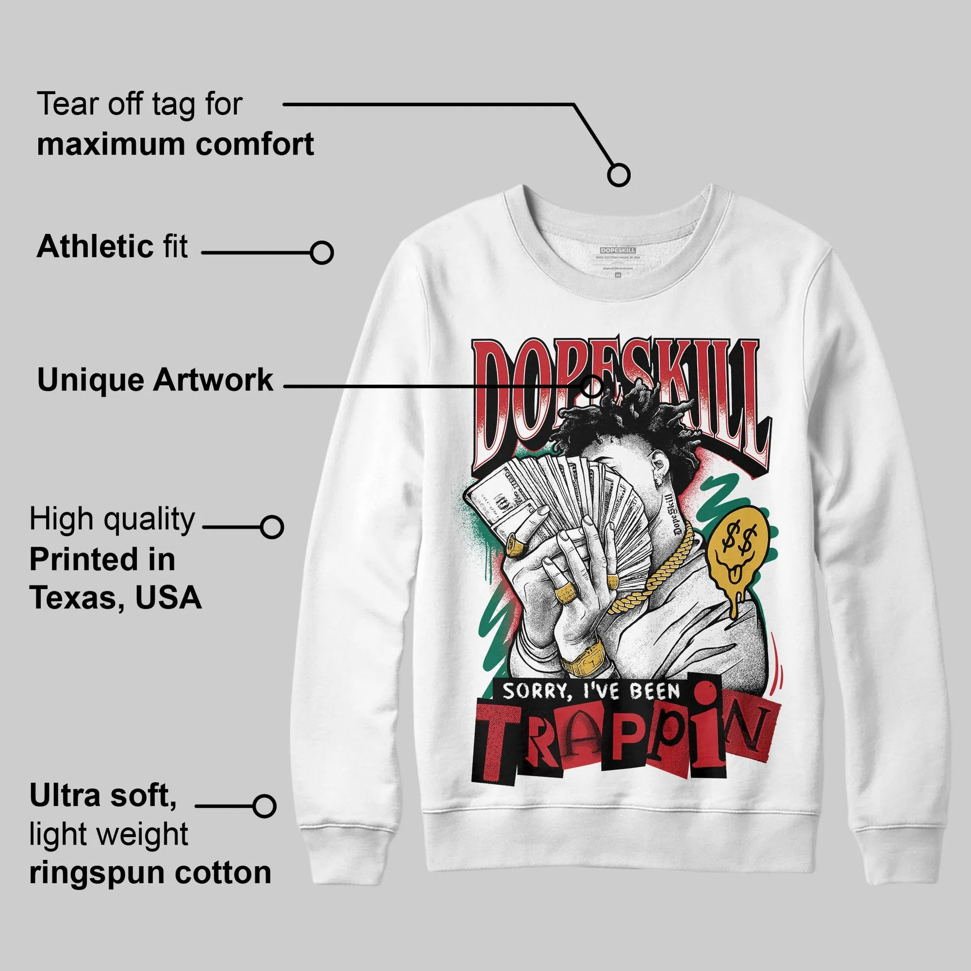 Mexico 'El Vuelo' 3s DopeSkill Sweatshirt Sorry I've Been Trappin Graphic sold by DopeSkill product image thumbnail 3