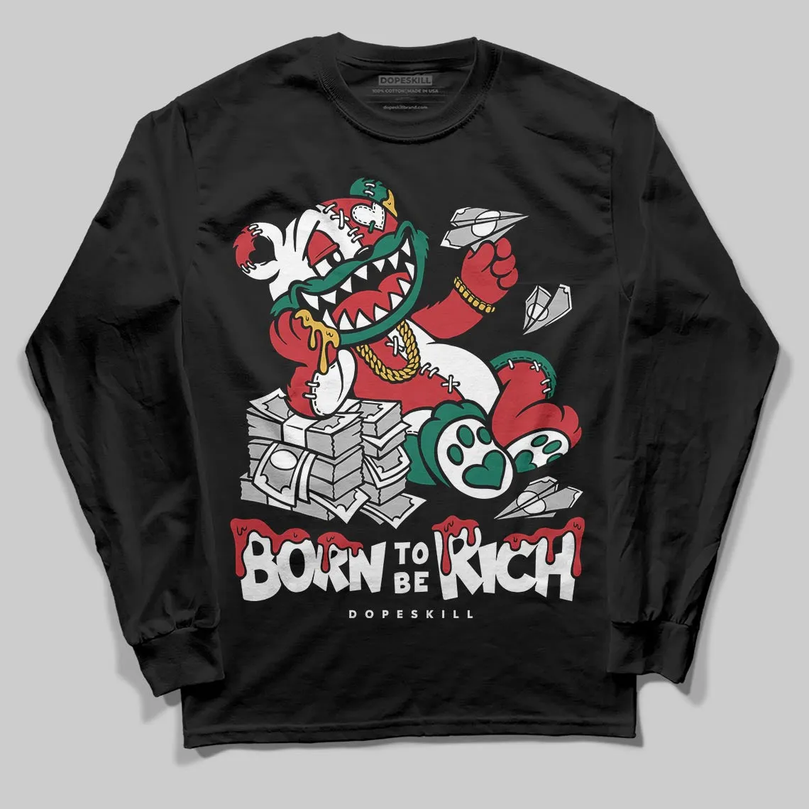 Mexico 'El Vuelo' 3s DopeSkill Long Sleeve T-Shirt Born To Be Rich Graphic sold by DopeSkill product image thumbnail 2