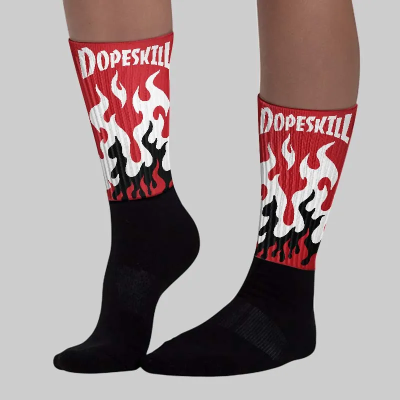 Fire Red “Black Tongue” 5s DopeSkill Sublimated Sock FIRE Graphic sold by DopeSkill product image thumbnail 3