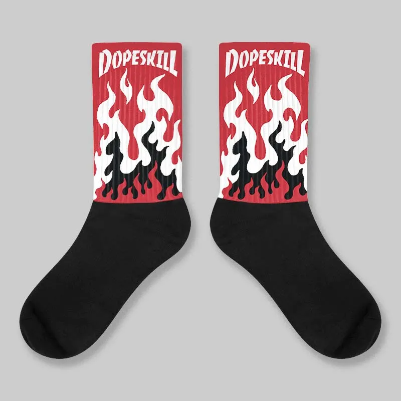 Fire Red “Black Tongue” 5s DopeSkill Sublimated Sock FIRE Graphic sold by DopeSkill