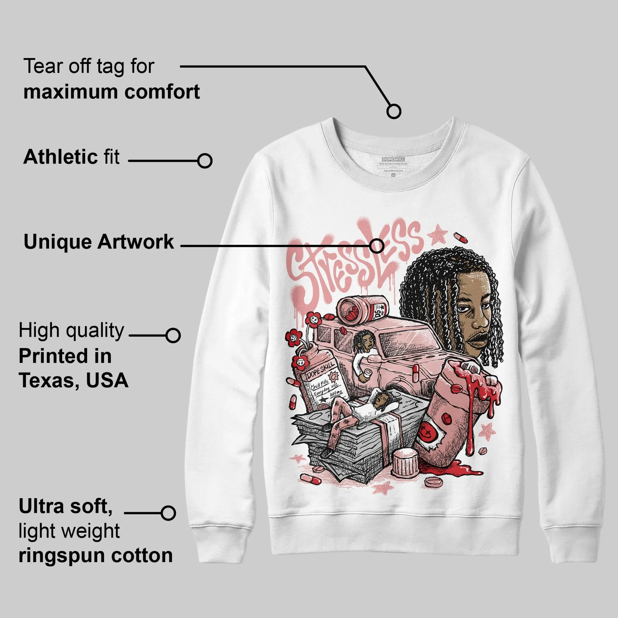 Dusty Rose 40s DopeSkill Sweatshirt Stressless Graphic sold by DopeSkill product image thumbnail 3