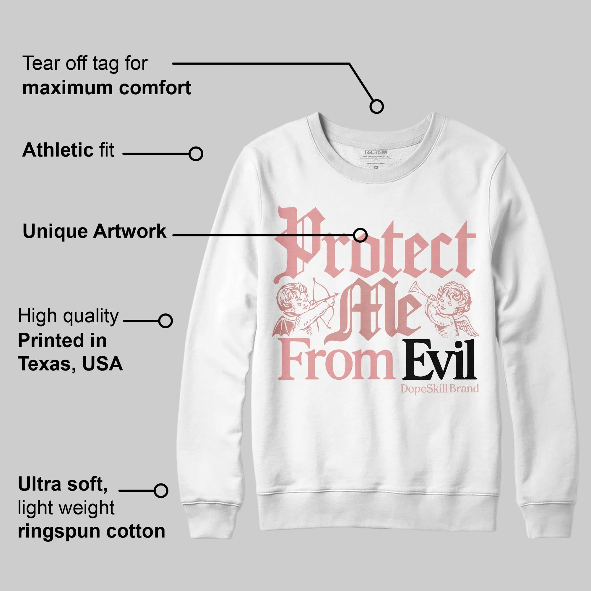 Dusty Rose 40s DopeSkill Sweatshirt Protect Me From Evil Graphic sold by DopeSkill product image thumbnail 3