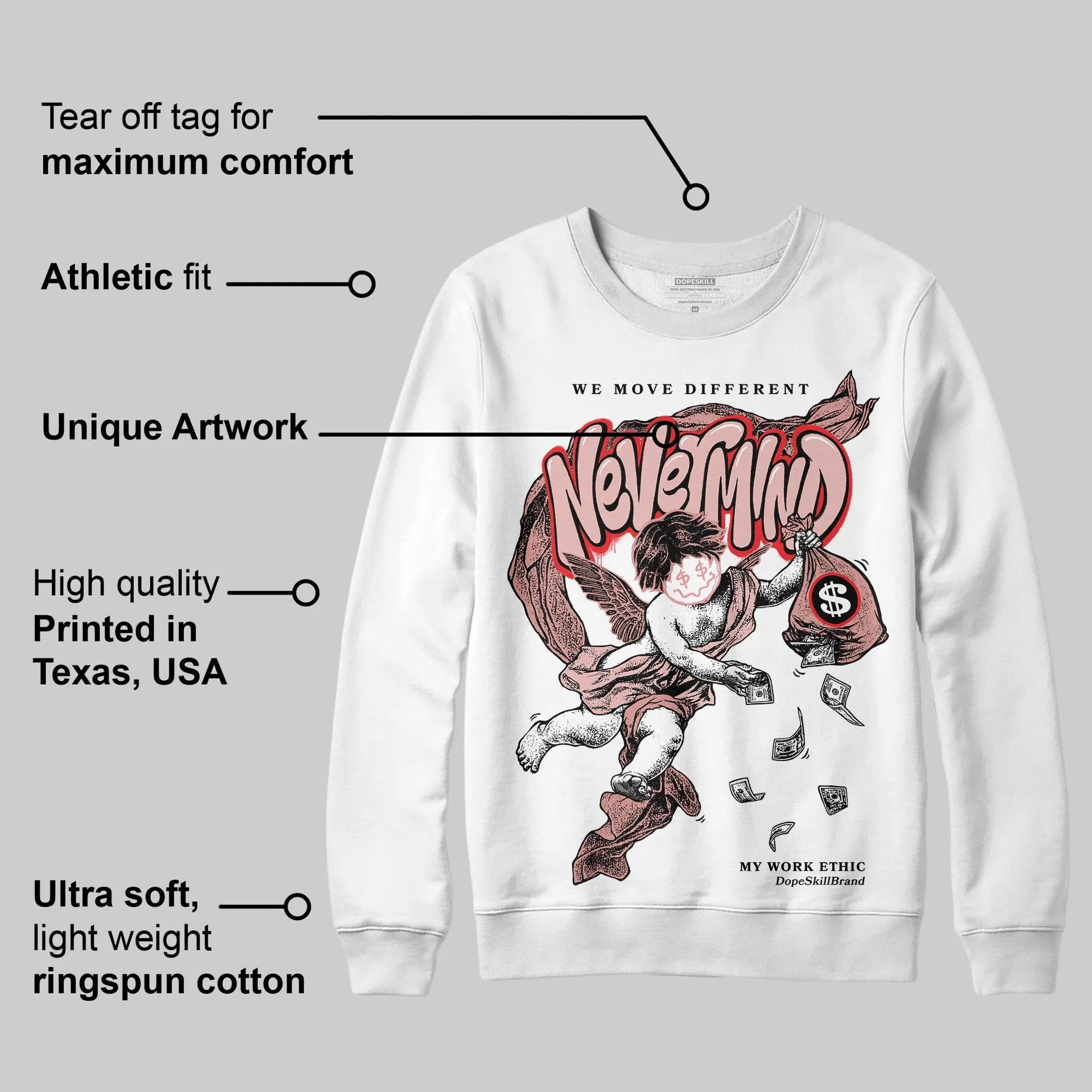 Dusty Rose 40s DopeSkill Sweatshirt Nevermind Graphic sold by DopeSkill product image thumbnail 3