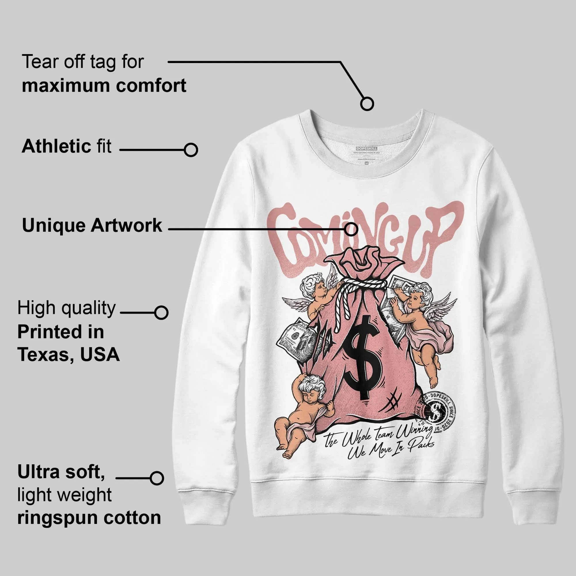Dusty Rose 40s DopeSkill Sweatshirt Money Bag Coming Up Graphic sold by DopeSkill product image thumbnail 3