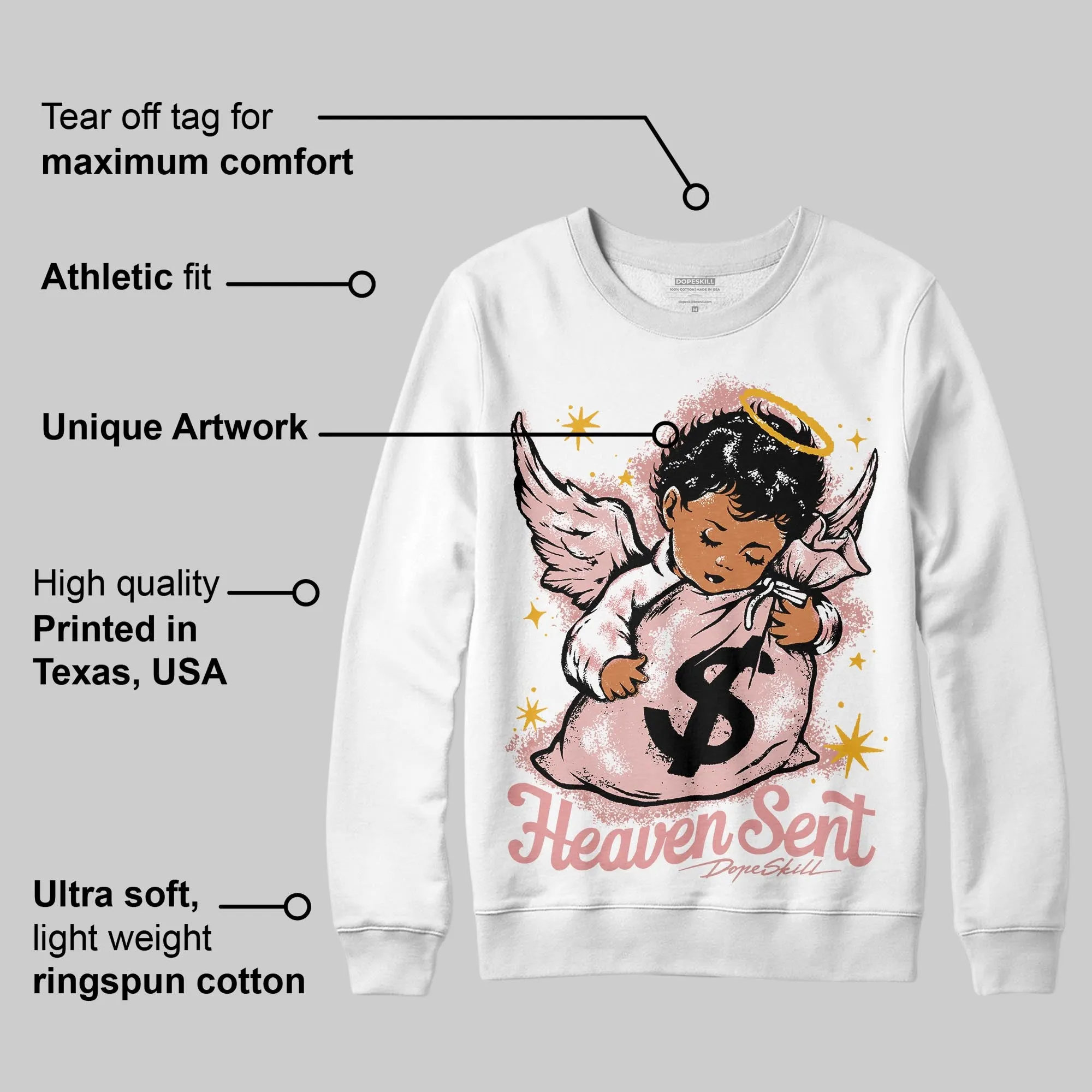 Dusty Rose 40s DopeSkill Sweatshirt Heaven Sent Graphic sold by DopeSkill product image thumbnail 3