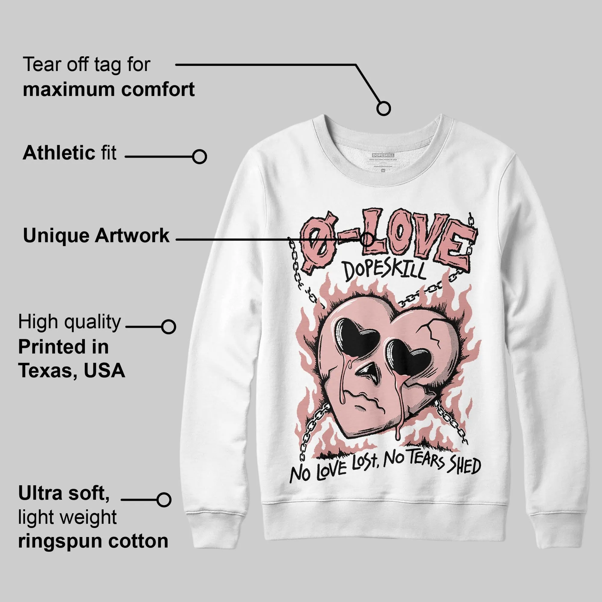 Dusty Rose 40s DopeSkill Sweatshirt Crying Heart Graphic sold by DopeSkill product image thumbnail 3