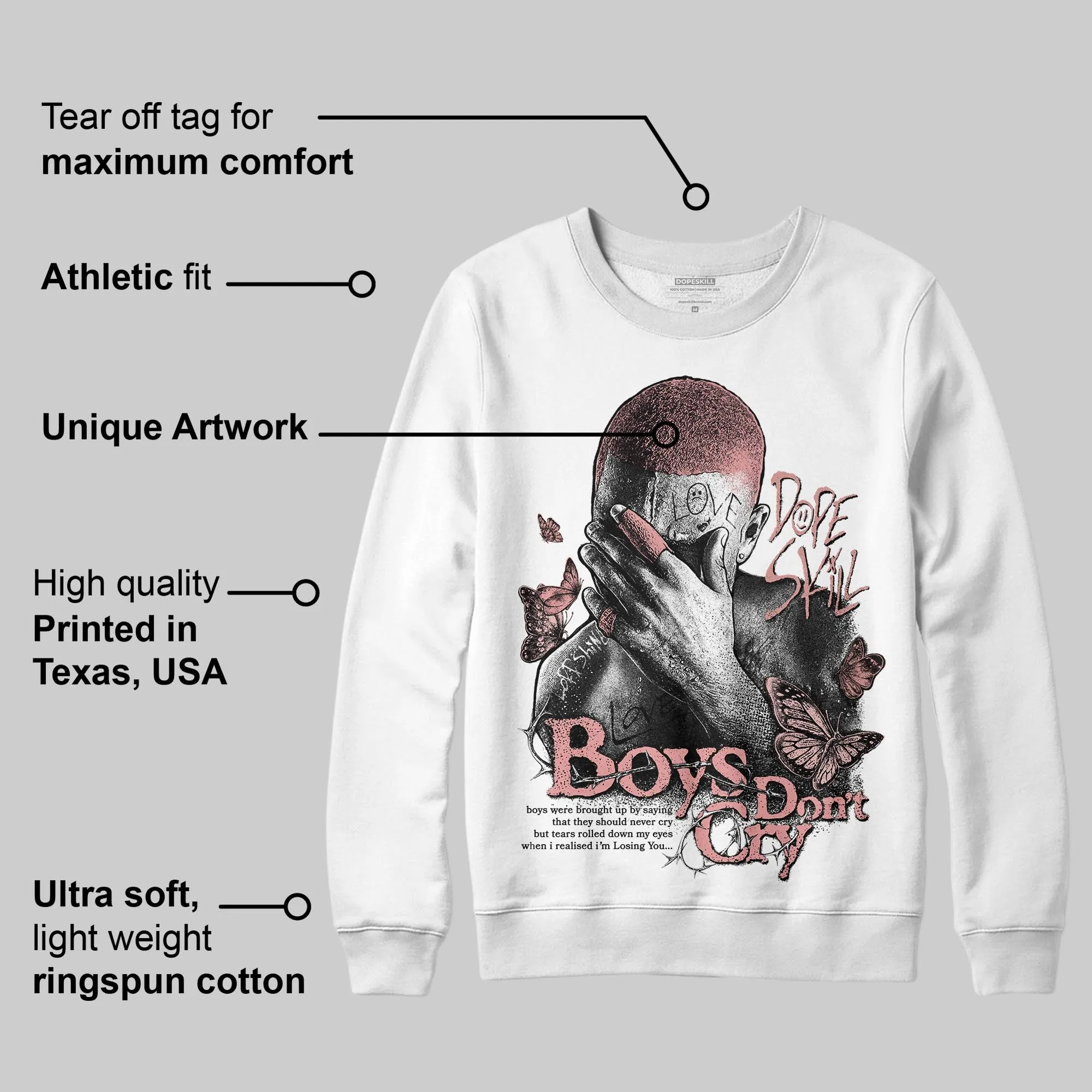 Dusty Rose 40s DopeSkill Sweatshirt Boys Don't Cry Graphic sold by DopeSkill product image thumbnail 3