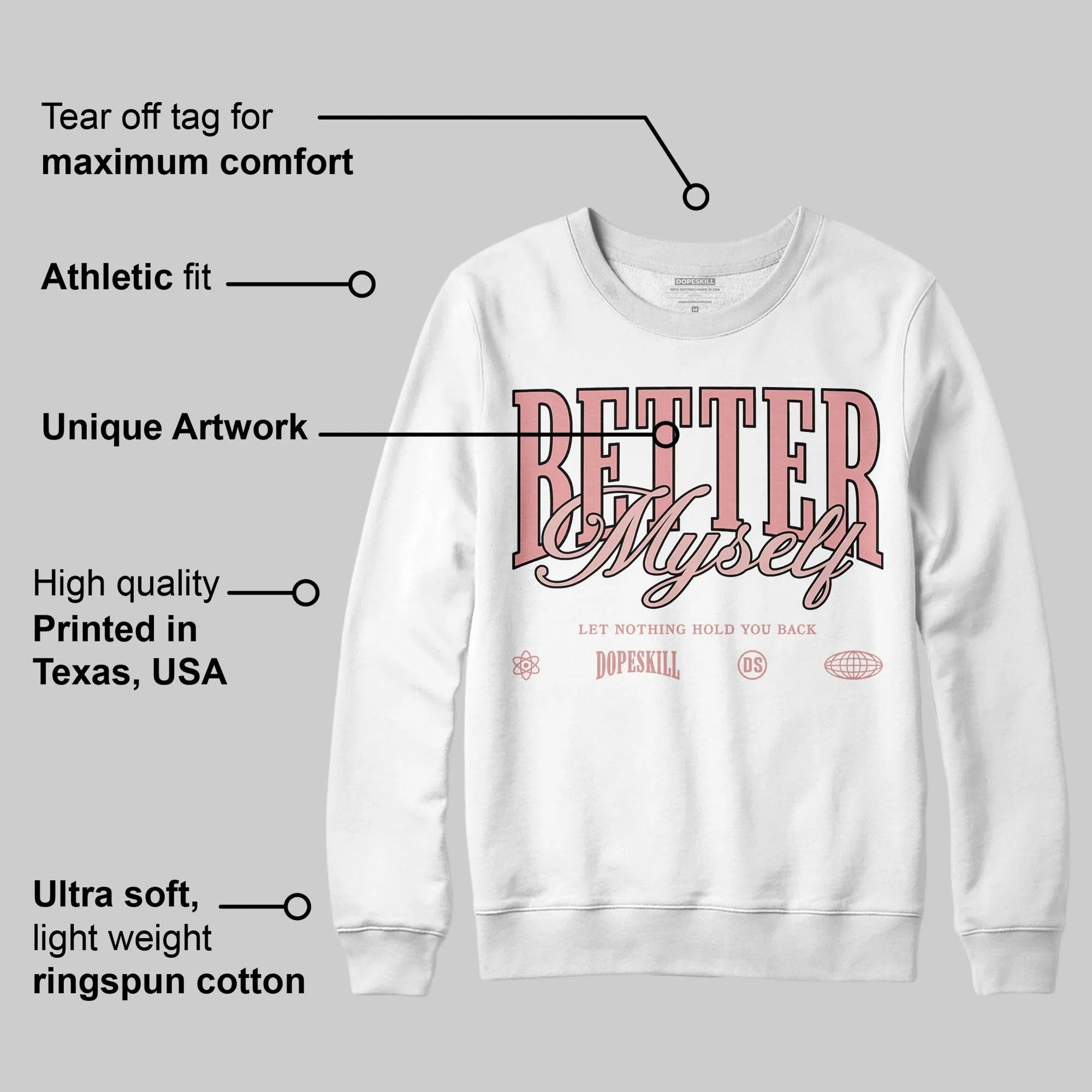 Dusty Rose 40s DopeSkill Sweatshirt Better Myself Graphic sold by DopeSkill product image thumbnail 3