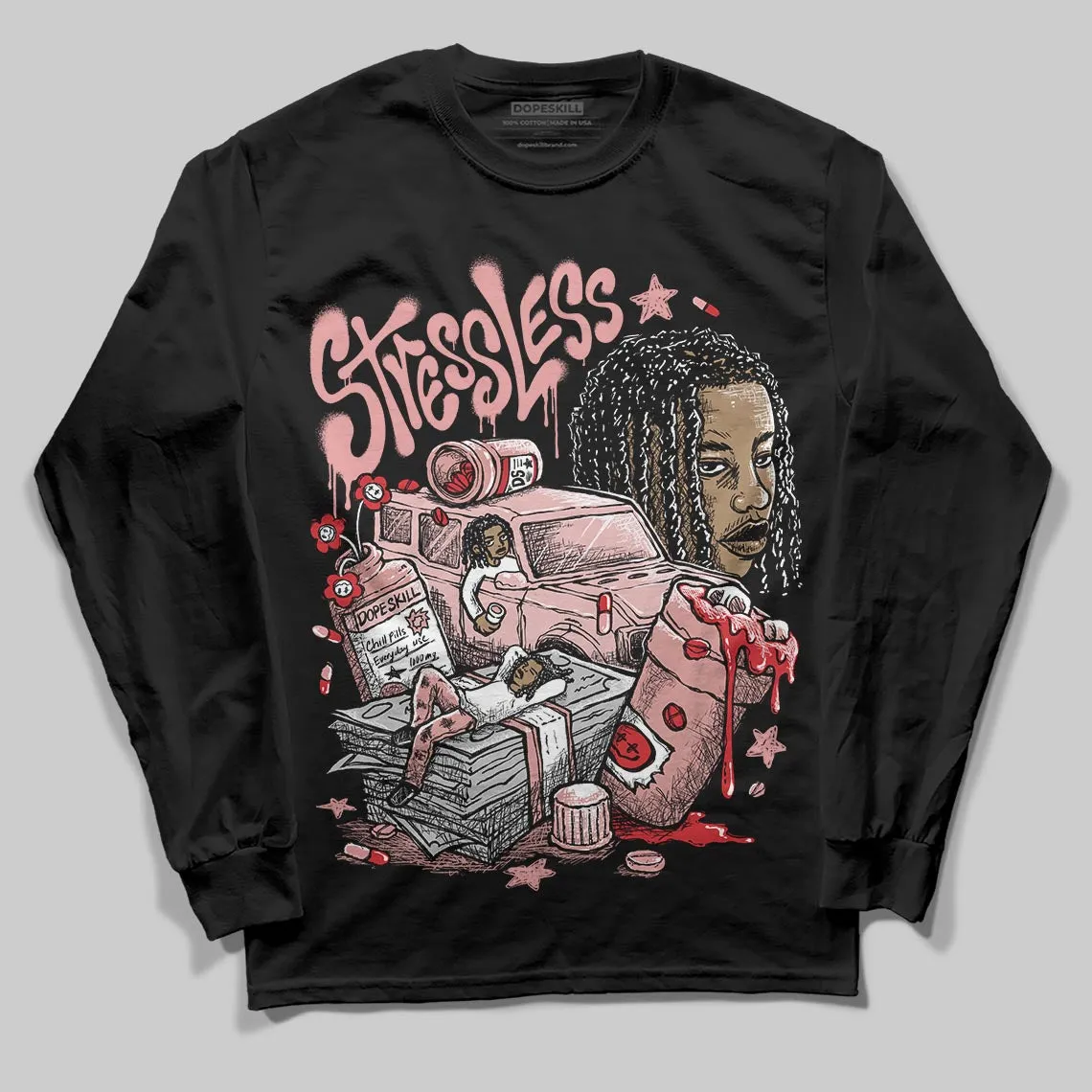 Dusty Rose 40s DopeSkill Long Sleeve T-Shirt Stressless Graphic sold by DopeSkill product image thumbnail 2