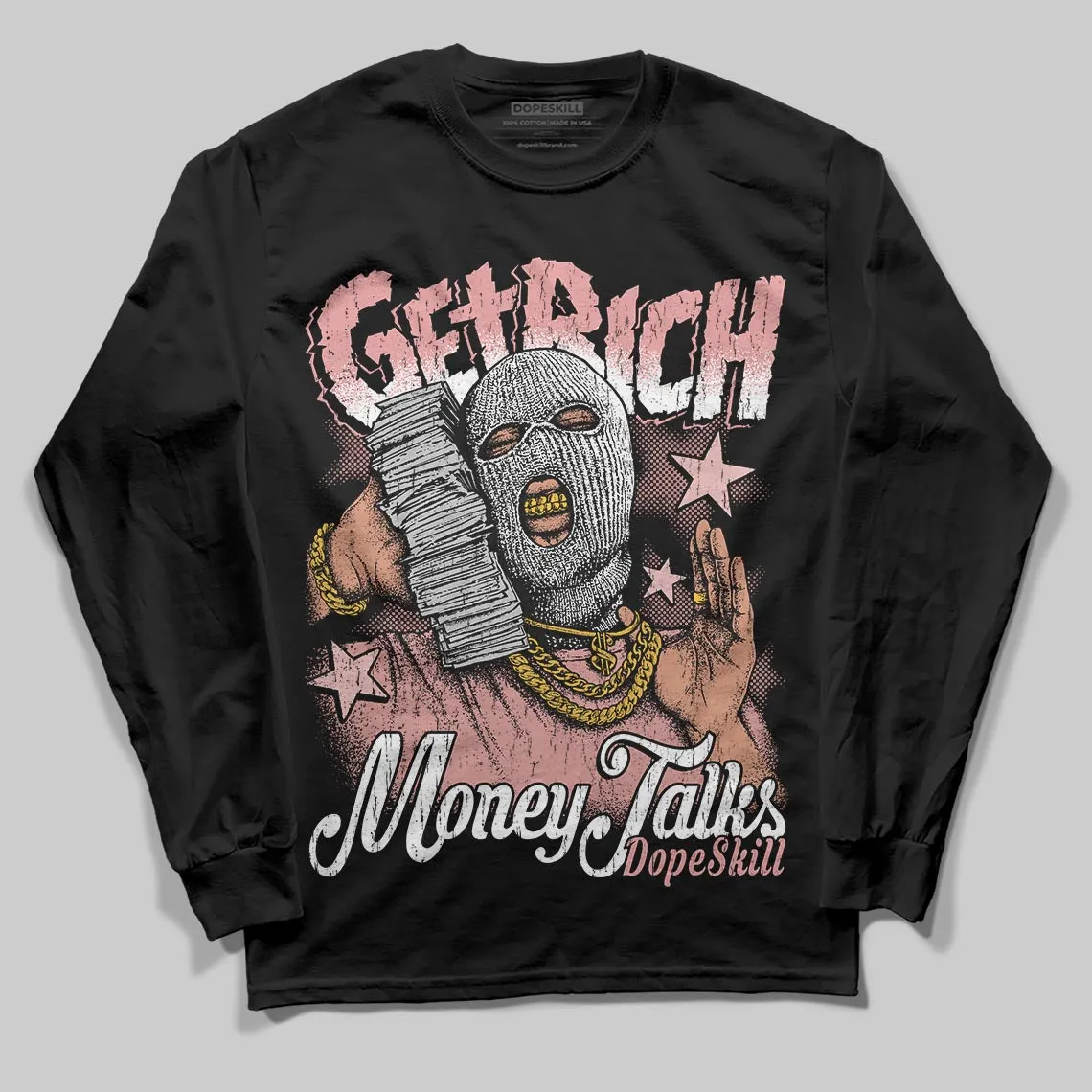 Dusty Rose 40s DopeSkill Long Sleeve T-Shirt Get Rich Graphic sold by DopeSkill product image thumbnail 2