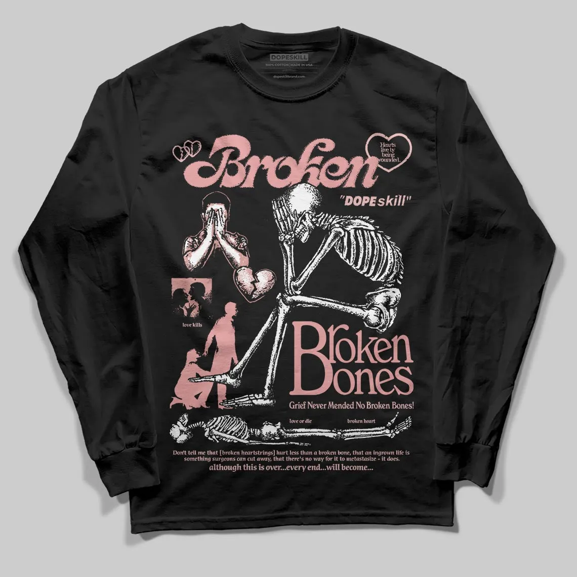 Dusty Rose 40s DopeSkill Long Sleeve T-Shirt Broken Bones Graphic sold by DopeSkill product image thumbnail 2