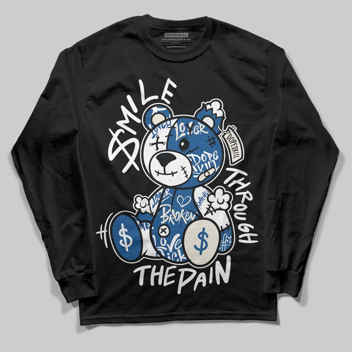 Storm Blue 1s 2025 DopeSkill Long Sleeve T-Shirt Smile Through The Pain Graphic sold by DopeSkill product image thumbnail 2