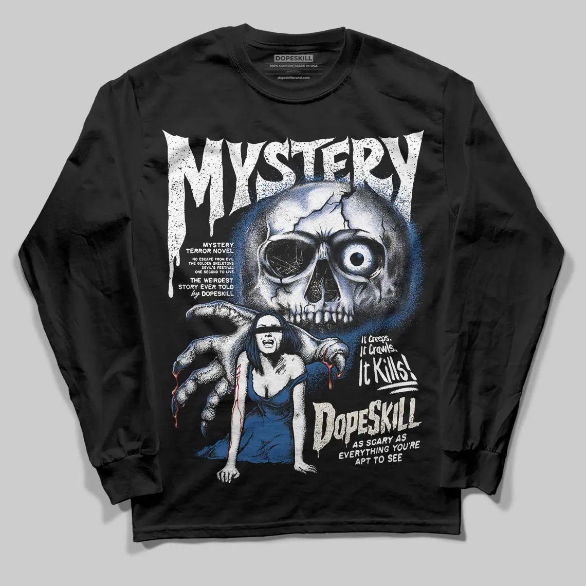 Storm Blue 1s 2025 DopeSkill Long Sleeve T-Shirt Mystery Ghostly Grasp Graphic sold by DopeSkill product image thumbnail 2