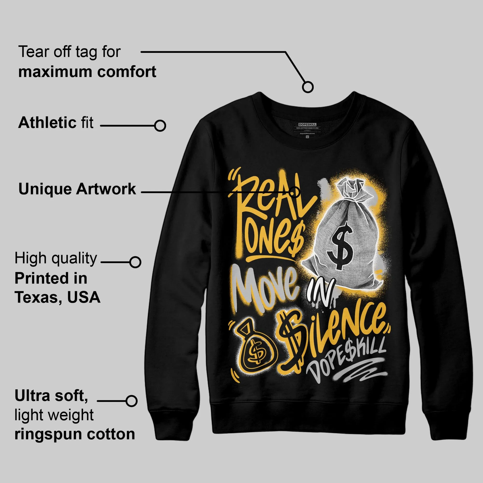 Tokyo 5s DopeSkill Sweatshirt Real Ones Move In Silence Graphic sold by DopeSkill product image thumbnail 3