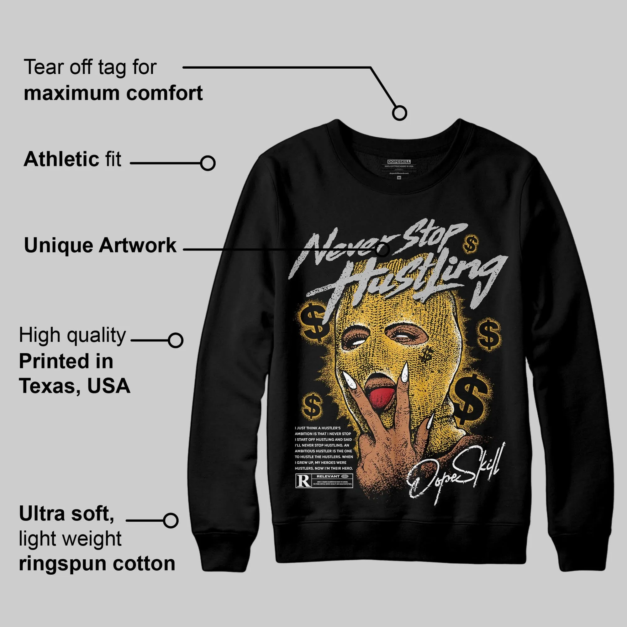 Tokyo 5s DopeSkill Sweatshirt Never Stop Hustling Graphic sold by DopeSkill product image thumbnail 3