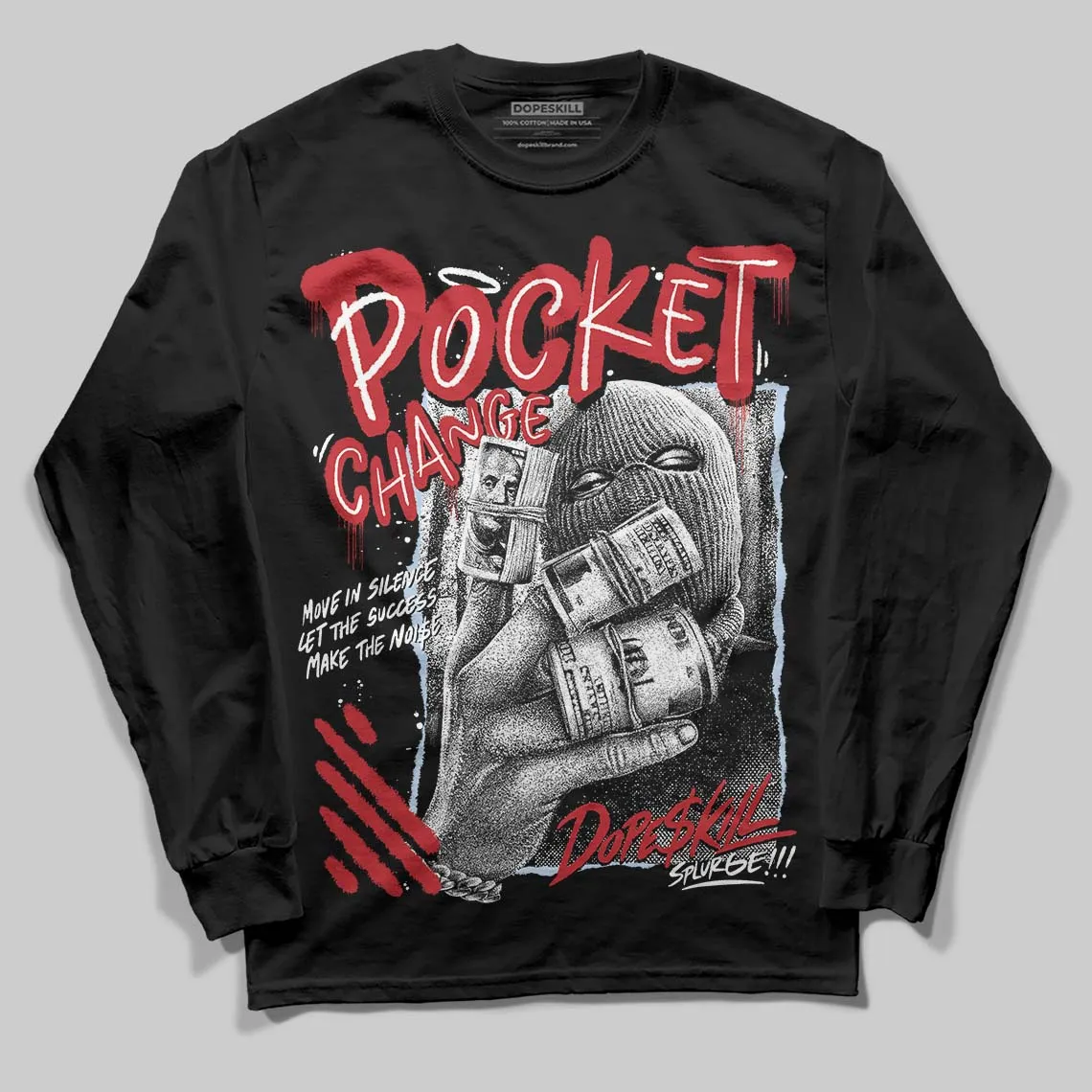 Fire Red “Black Tongue” 5s DopeSkill Long Sleeve T-Shirt Pocket Change Graphic sold by DopeSkill product image thumbnail 2