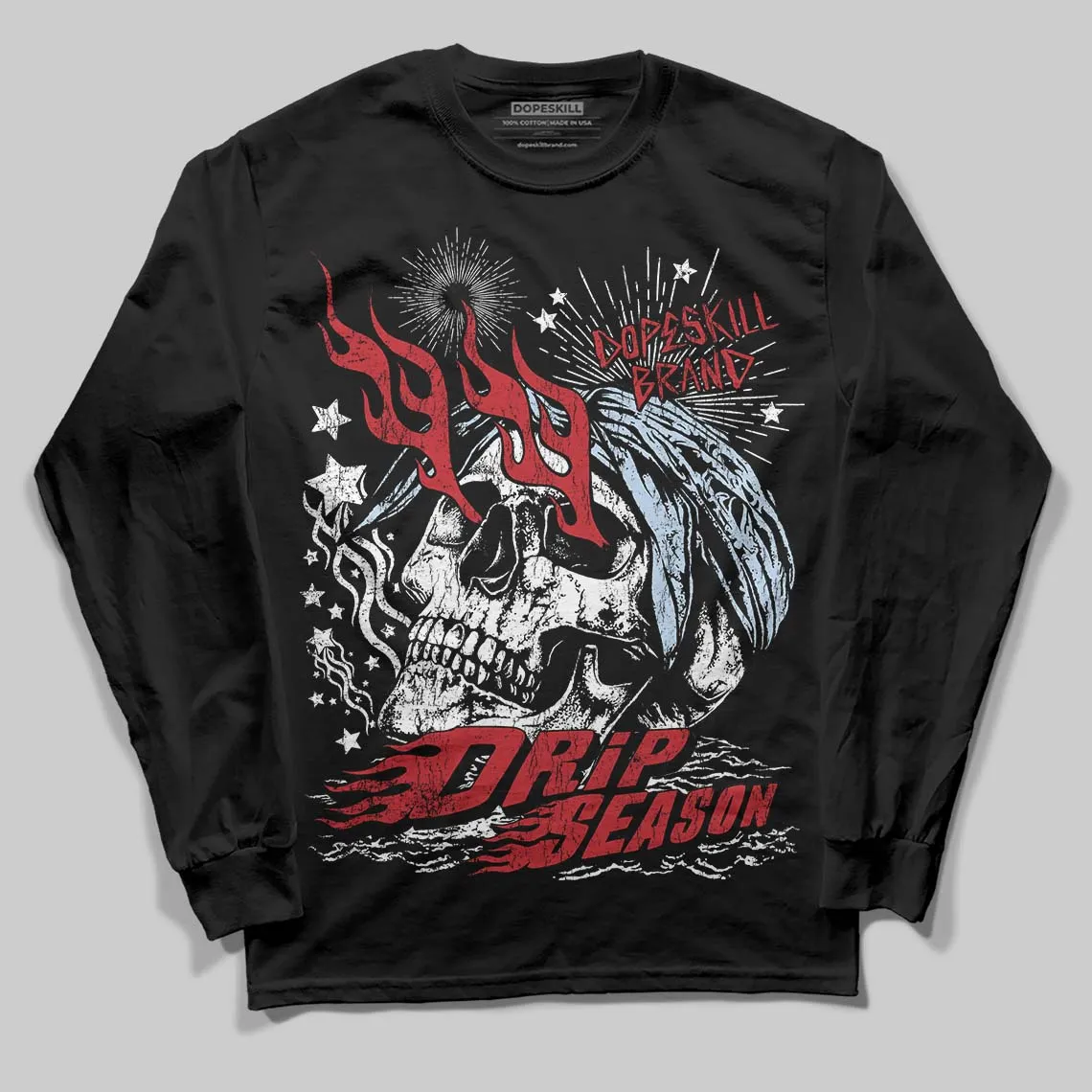 Fire Red “Black Tongue” 5s DopeSkill Long Sleeve T-Shirt Drip Season Graphic sold by DopeSkill product image thumbnail 2