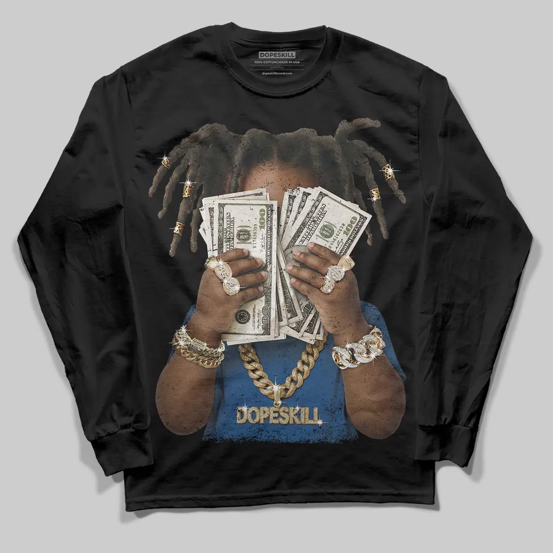 Storm Blue 1s 2025 DopeSkill Long Sleeve T-Shirt Rich Youth Graphic sold by DopeSkill product image thumbnail 2