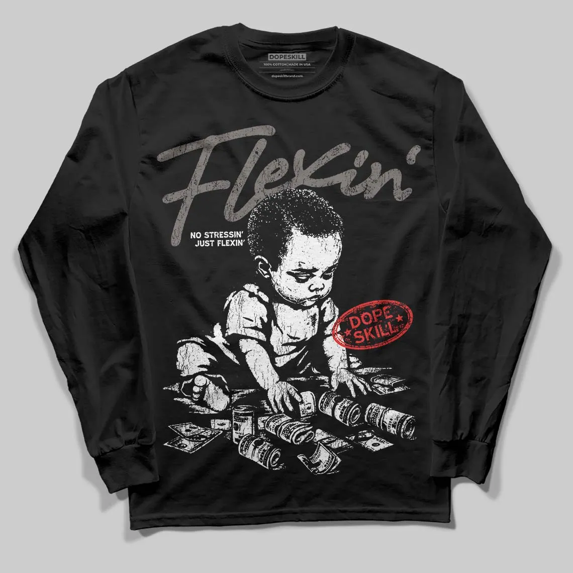 Cave Stone 4s DopeSkill Long Sleeve T-Shirt Flexin' Graphic sold by DopeSkill product image thumbnail 2