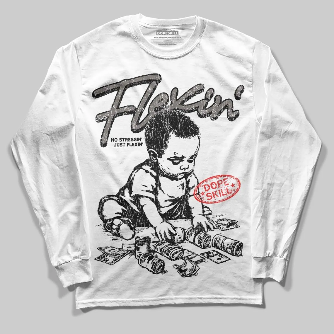 Cave Stone 4s DopeSkill Long Sleeve T-Shirt Flexin' Graphic sold by DopeSkill
