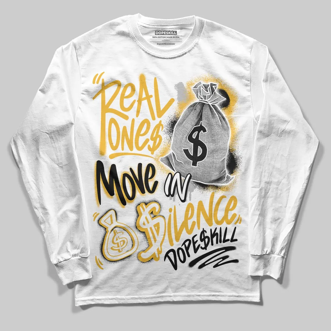 Tokyo 5s DopeSkill Long Sleeve T-Shirt Real Ones Move In Silence Graphic sold by DopeSkill product image thumbnail 2