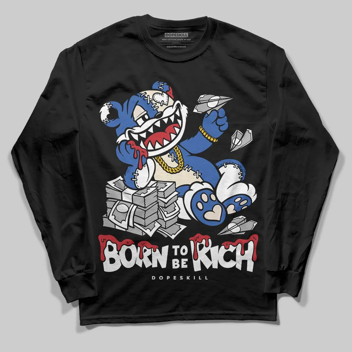 Travis Scott x Fragment 1s DopeSkill Long Sleeve T-Shirt Born To Be Rich Graphic sold by DopeSkill product image thumbnail 2