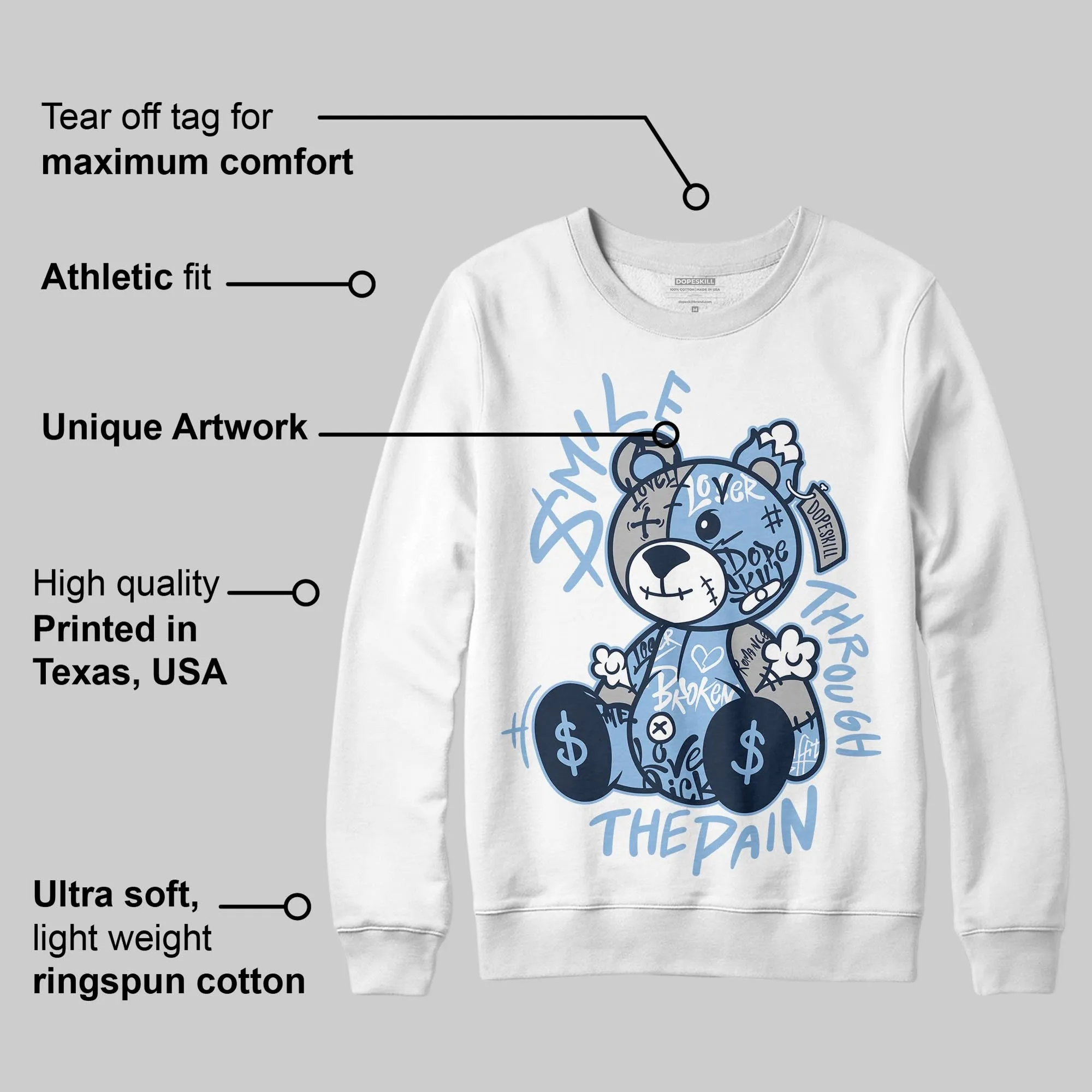 Gel-Cumulus 16 Wash/Independence Blue DopeSkill Sweatshirt Smile Through The Pain Graphic sold by DopeSkill product image thumbnail 3