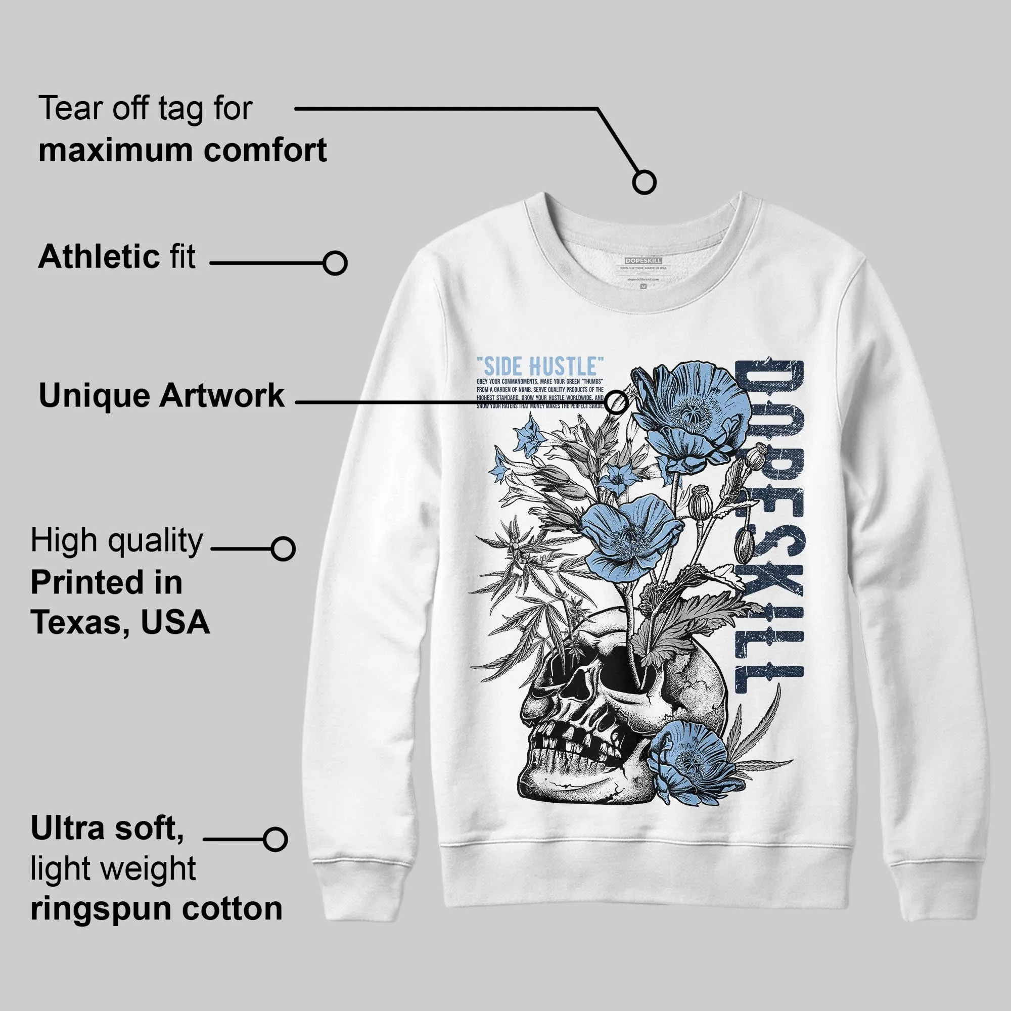 Gel-Cumulus 16 Wash/Independence Blue DopeSkill Sweatshirt Side Hustle Graphic sold by DopeSkill product image thumbnail 3
