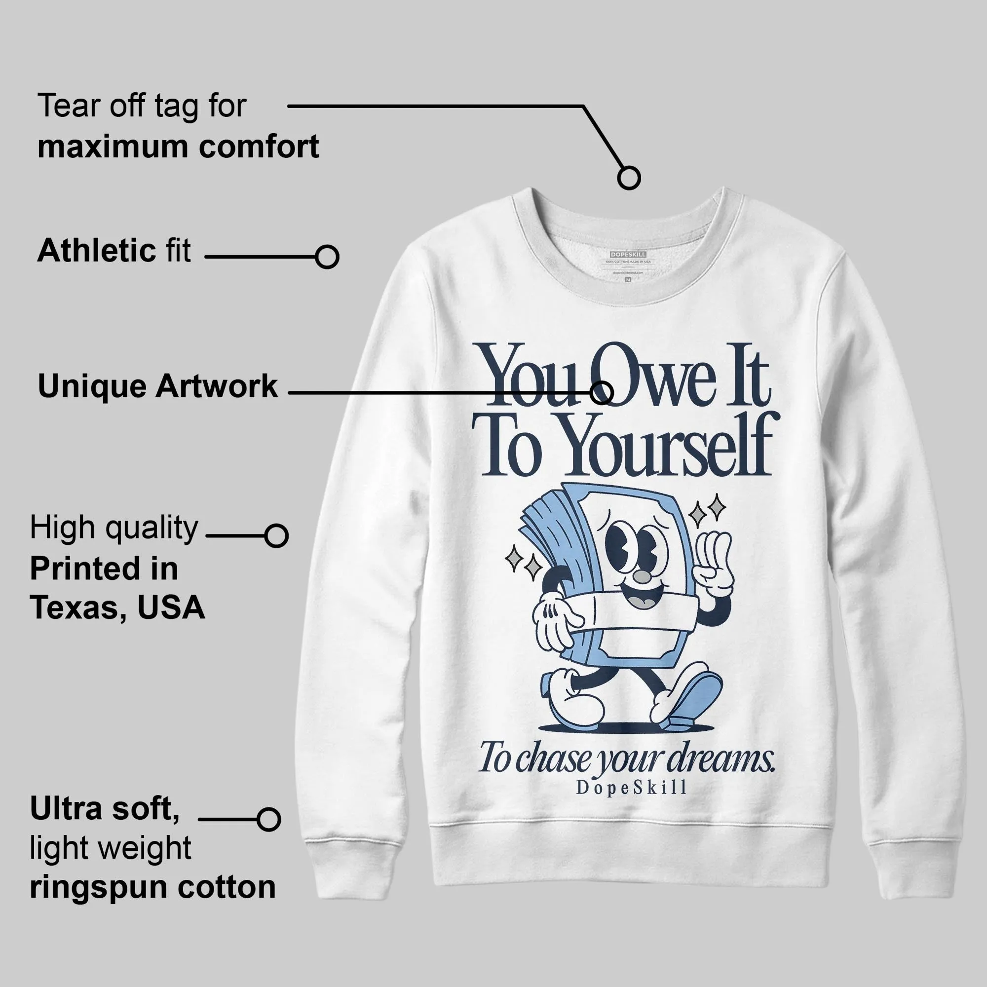 Gel-Cumulus 16 Wash/Independence Blue DopeSkill Sweatshirt Owe It To Yourself Graphic sold by DopeSkill product image thumbnail 3