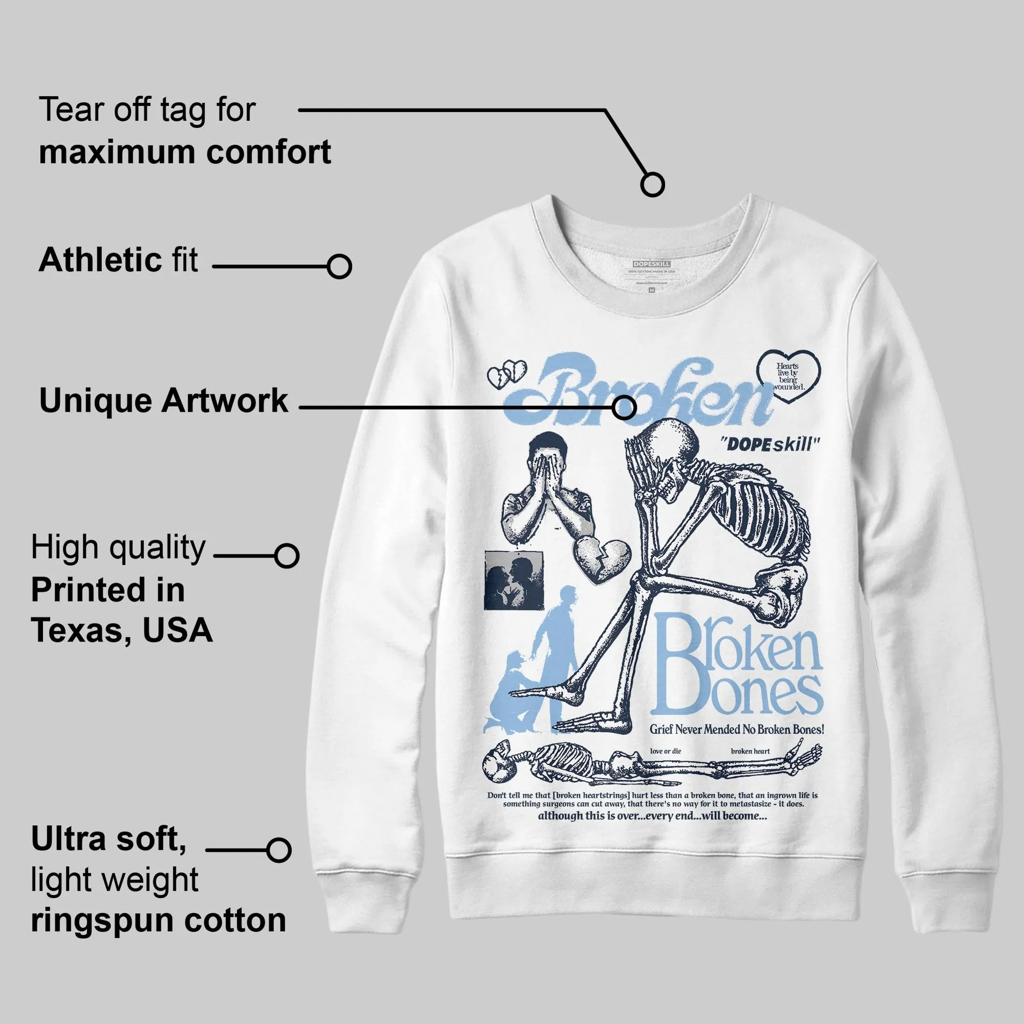 Gel-Cumulus 16 Wash/Independence Blue DopeSkill Sweatshirt Broken Bones Graphic sold by DopeSkill product image thumbnail 3