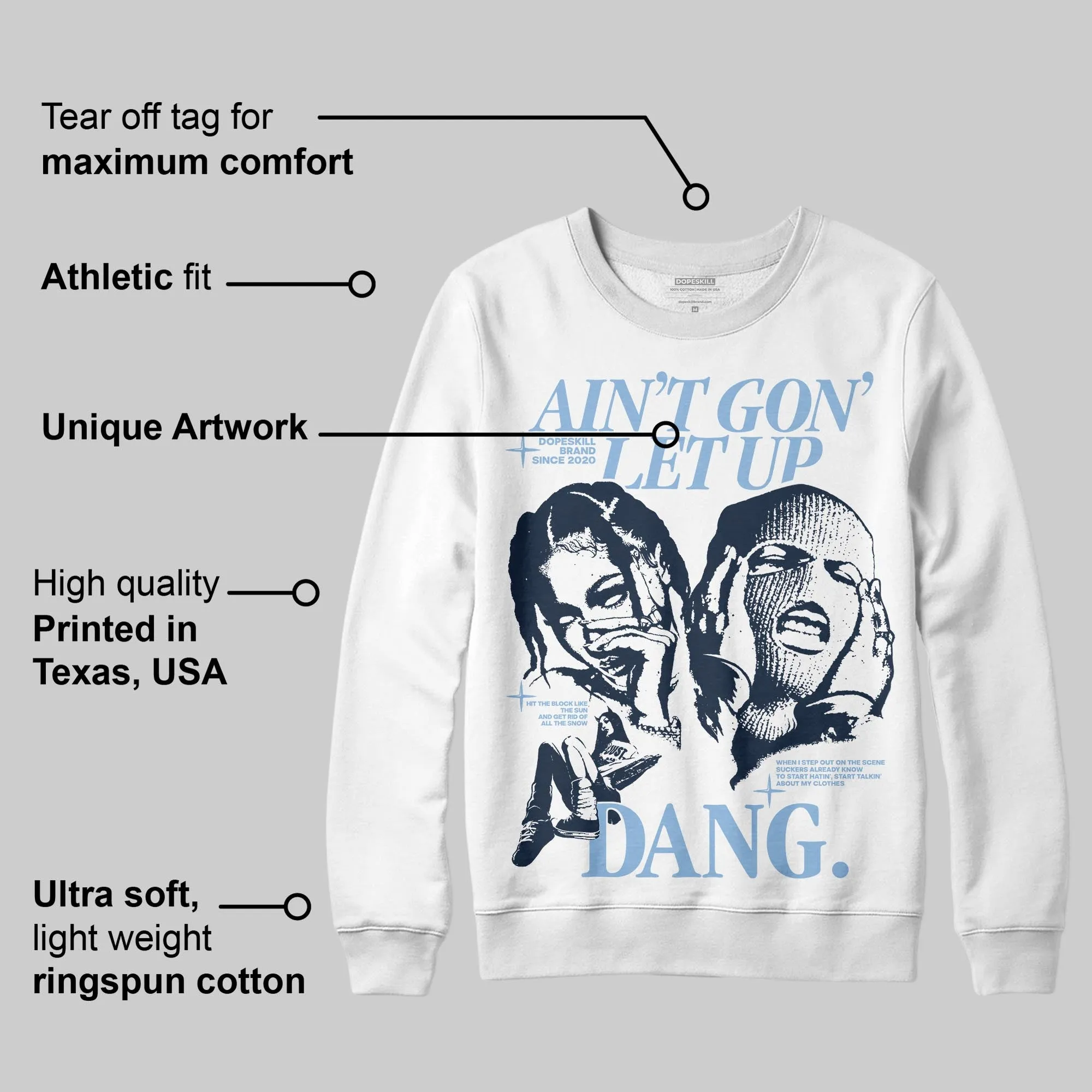 Gel-Cumulus 16 Wash/Independence Blue DopeSkill Sweatshirt Ain't Gon' Let Up Graphic sold by DopeSkill product image thumbnail 3