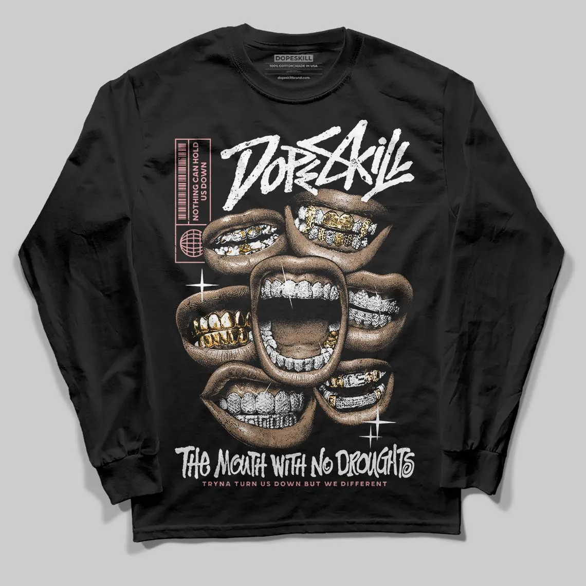 Harris Tweed x Black/Phantom Dunk DopeSkill Long Sleeve T-Shirt The Mouth With No Droughts Graphic sold by DopeSkill product image thumbnail 2