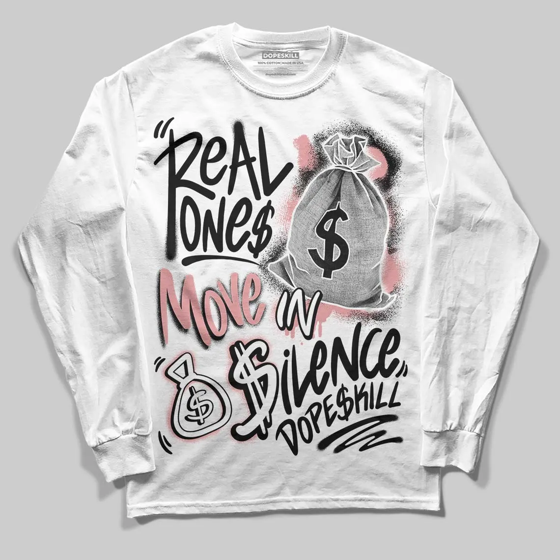 Harris Tweed x Black/Phantom Dunk DopeSkill Long Sleeve T-Shirt Real Ones Move In Silence Graphic sold by DopeSkill