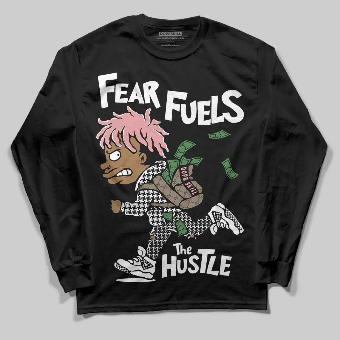 Harris Tweed x Black/Phantom Dunk DopeSkill Long Sleeve T-Shirt Fear Fuels The Hustle Graphic sold by DopeSkill product image thumbnail 2