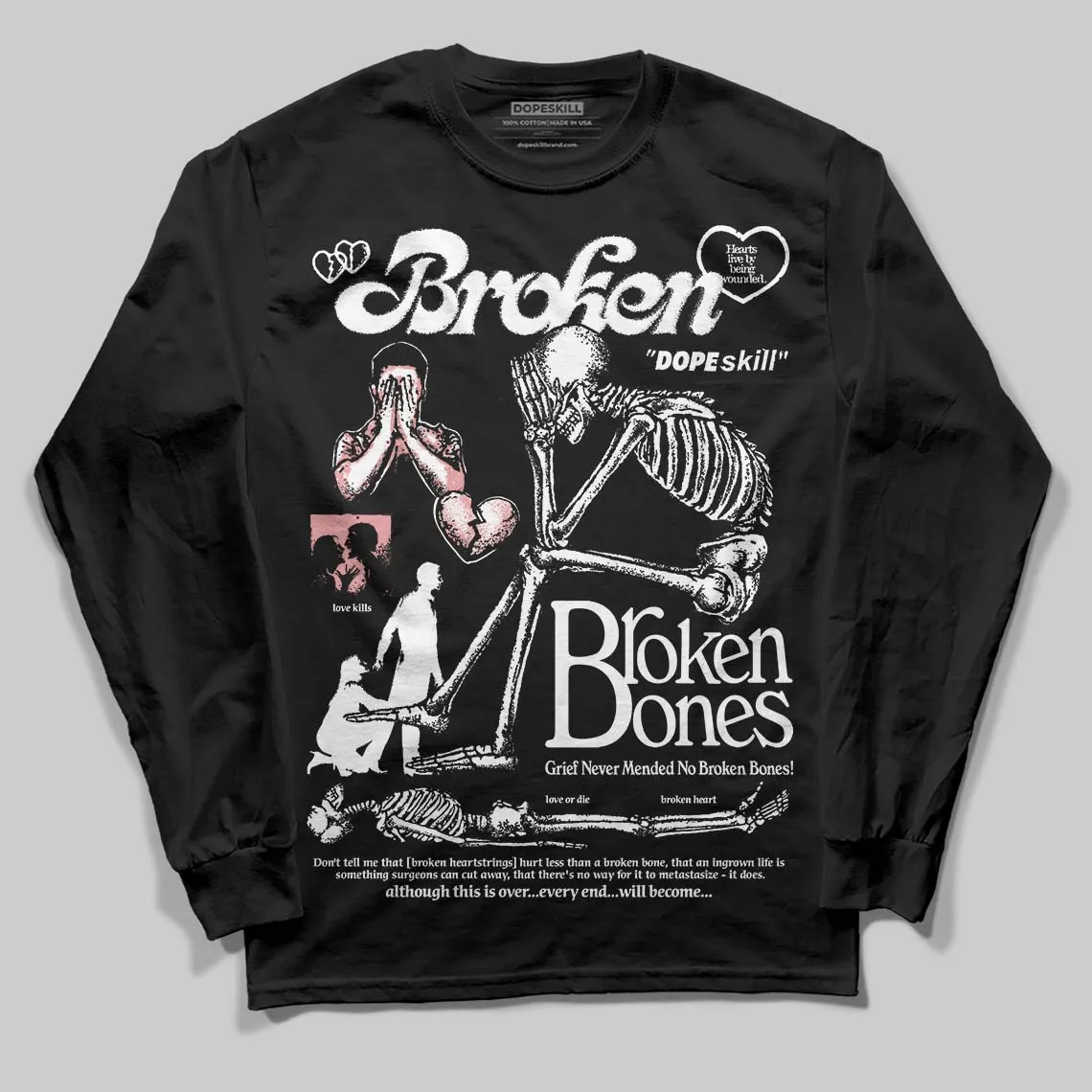 Harris Tweed x Black/Phantom Dunk DopeSkill Long Sleeve T-Shirt Broken Bones Graphic sold by DopeSkill product image thumbnail 2