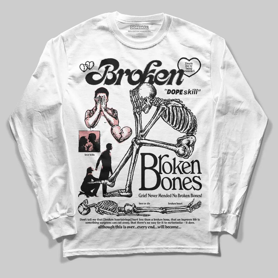Harris Tweed x Black/Phantom Dunk DopeSkill Long Sleeve T-Shirt Broken Bones Graphic sold by DopeSkill
