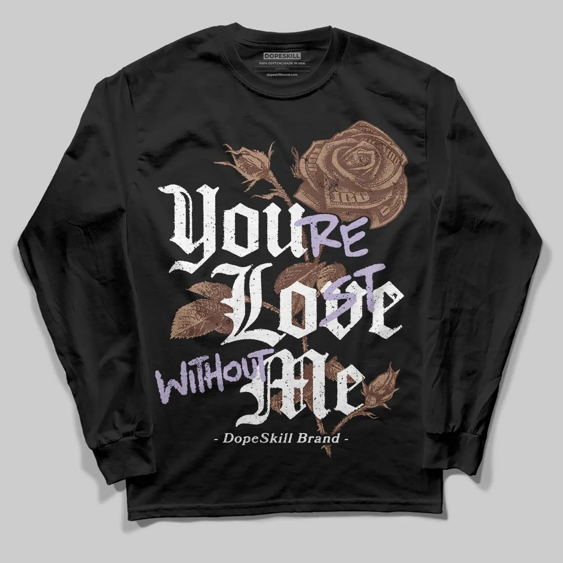 Harris Tweed x Sesame/Violet Mist Dunk DopeSkill Long Sleeve T-Shirt You’re Lost Without Me Graphic sold by DopeSkill product image thumbnail 2