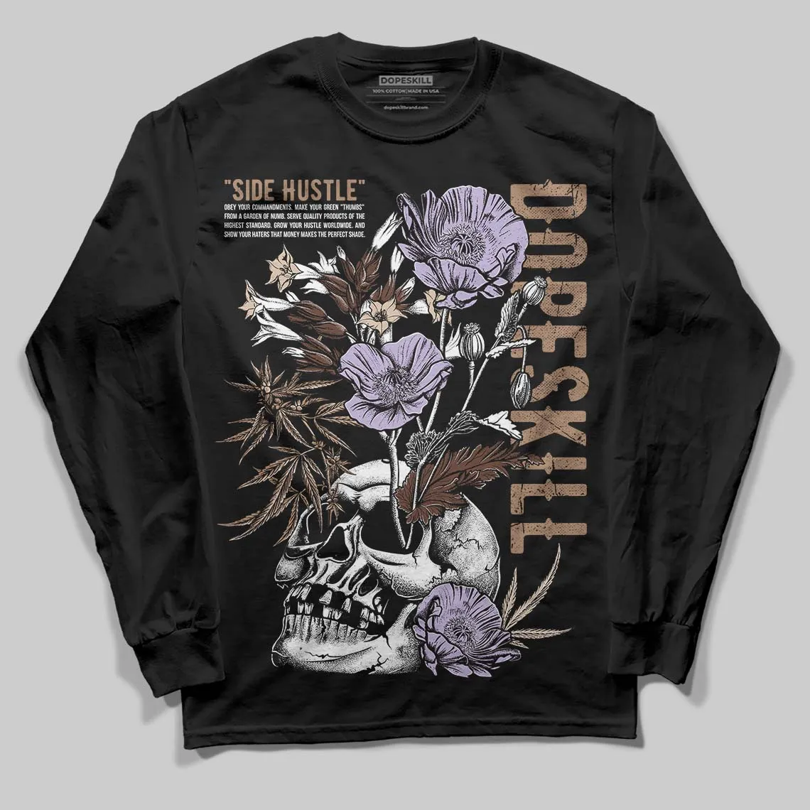 Harris Tweed x Sesame/Violet Mist Dunk DopeSkill Long Sleeve T-Shirt Side Hustle Graphic sold by DopeSkill product image thumbnail 2