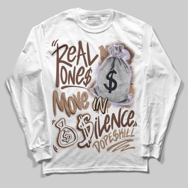 Harris Tweed x Sesame/Violet Mist Dunk DopeSkill Long Sleeve T-Shirt Real Ones Move In Silence Graphic sold by DopeSkill