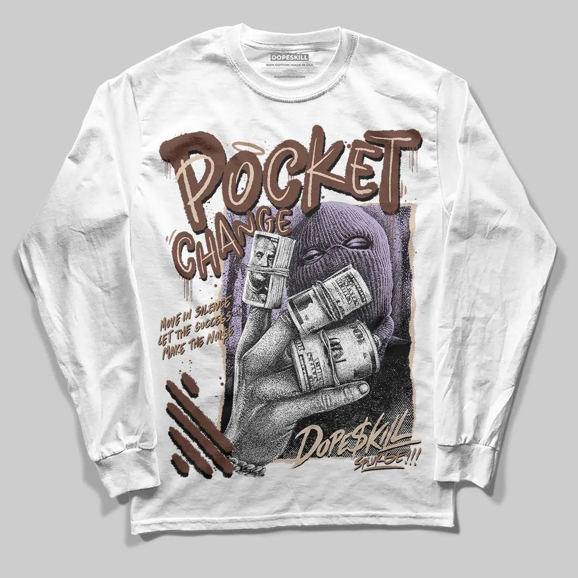 Harris Tweed x Sesame/Violet Mist Dunk DopeSkill Long Sleeve T-Shirt Pocket Change Graphic sold by DopeSkill
