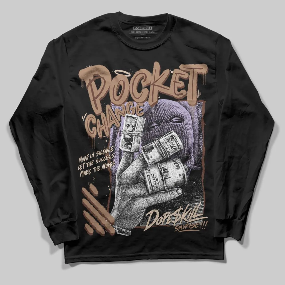 Harris Tweed x Sesame/Violet Mist Dunk DopeSkill Long Sleeve T-Shirt Pocket Change Graphic sold by DopeSkill product image thumbnail 2