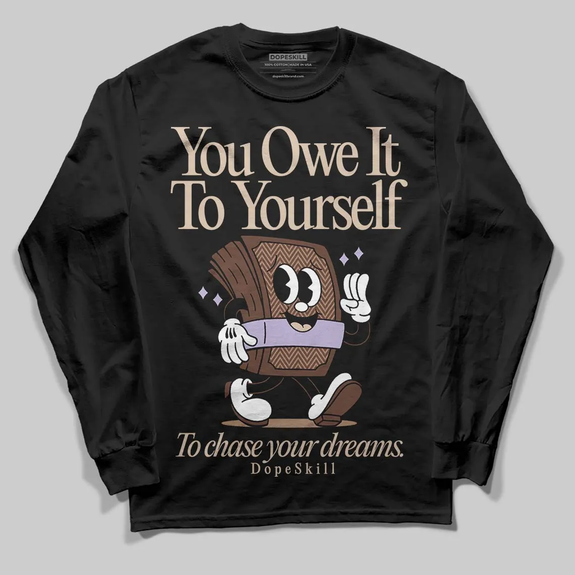 Harris Tweed x Sesame/Violet Mist Dunk DopeSkill Long Sleeve T-Shirt Owe It To Yourself Graphic sold by DopeSkill product image thumbnail 2