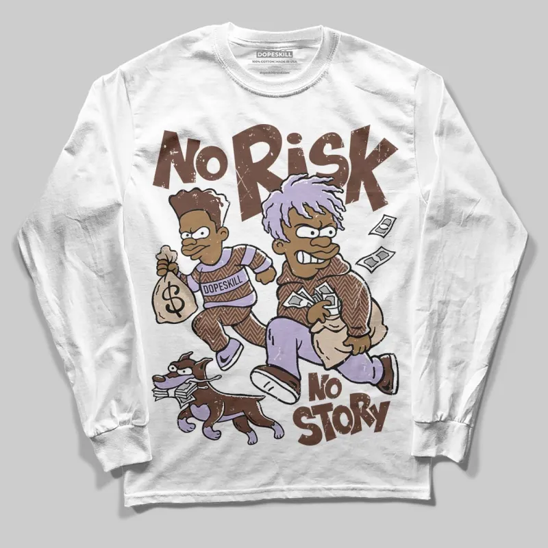 Harris Tweed x Sesame/Violet Mist Dunk DopeSkill Long Sleeve T-Shirt No Risk No Story Graphic sold by DopeSkill