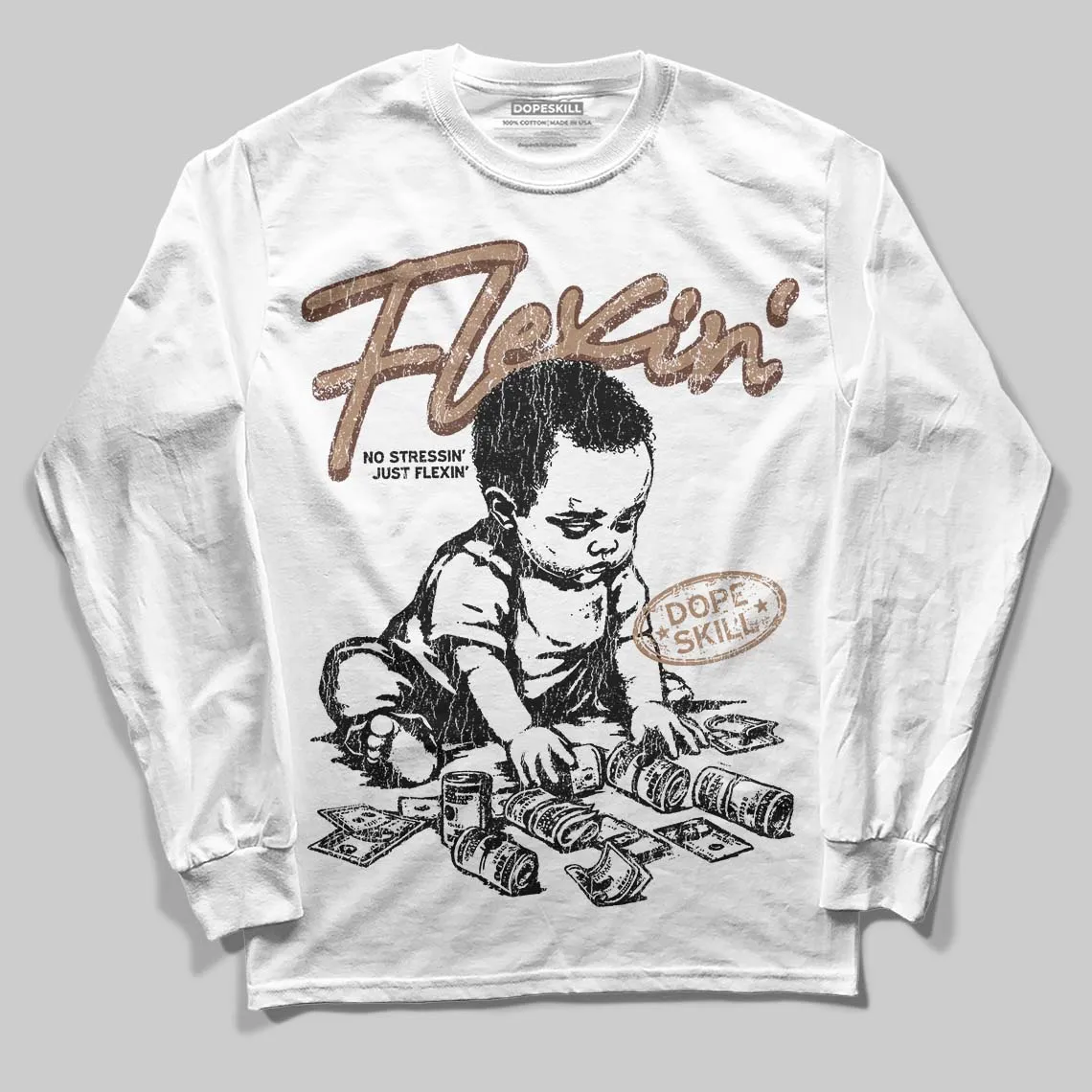 Harris Tweed x Sesame/Violet Mist Dunk DopeSkill Long Sleeve T-Shirt Flexin' Graphic sold by DopeSkill